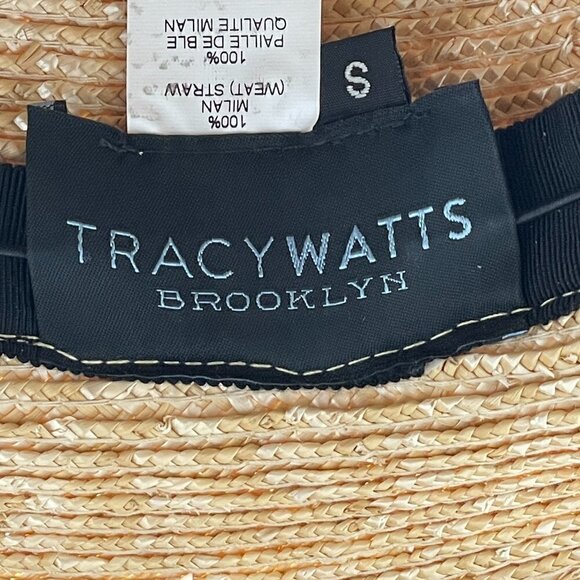 NWOT Tracy Watts Brooklyn Tenerife Blue Pom Pom Straw Fedora Women\'s Hat S main image 10